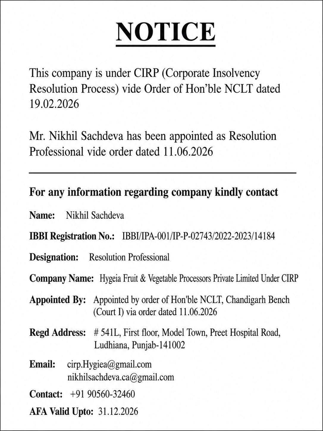 Notice